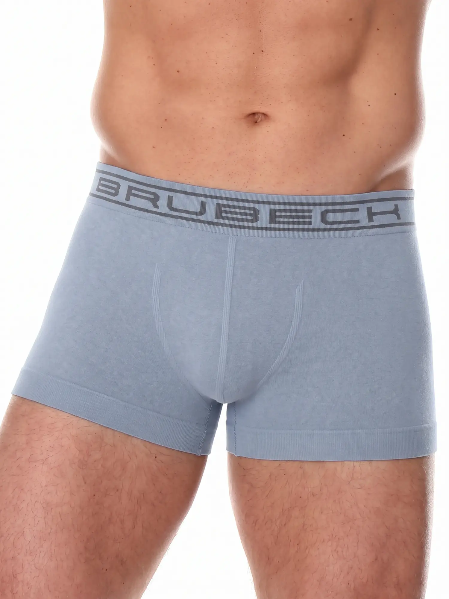 BRUBECK COMFORT COTTON férfi pamut boxer acél színben, elölnézet, modern, letisztult megjelenésű alsónemű.