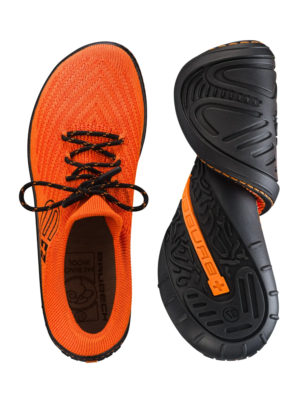 BAREFOOT 25' Női merinó gyapjú mezítlábas cipő - Narancs / Fekete - Image 10