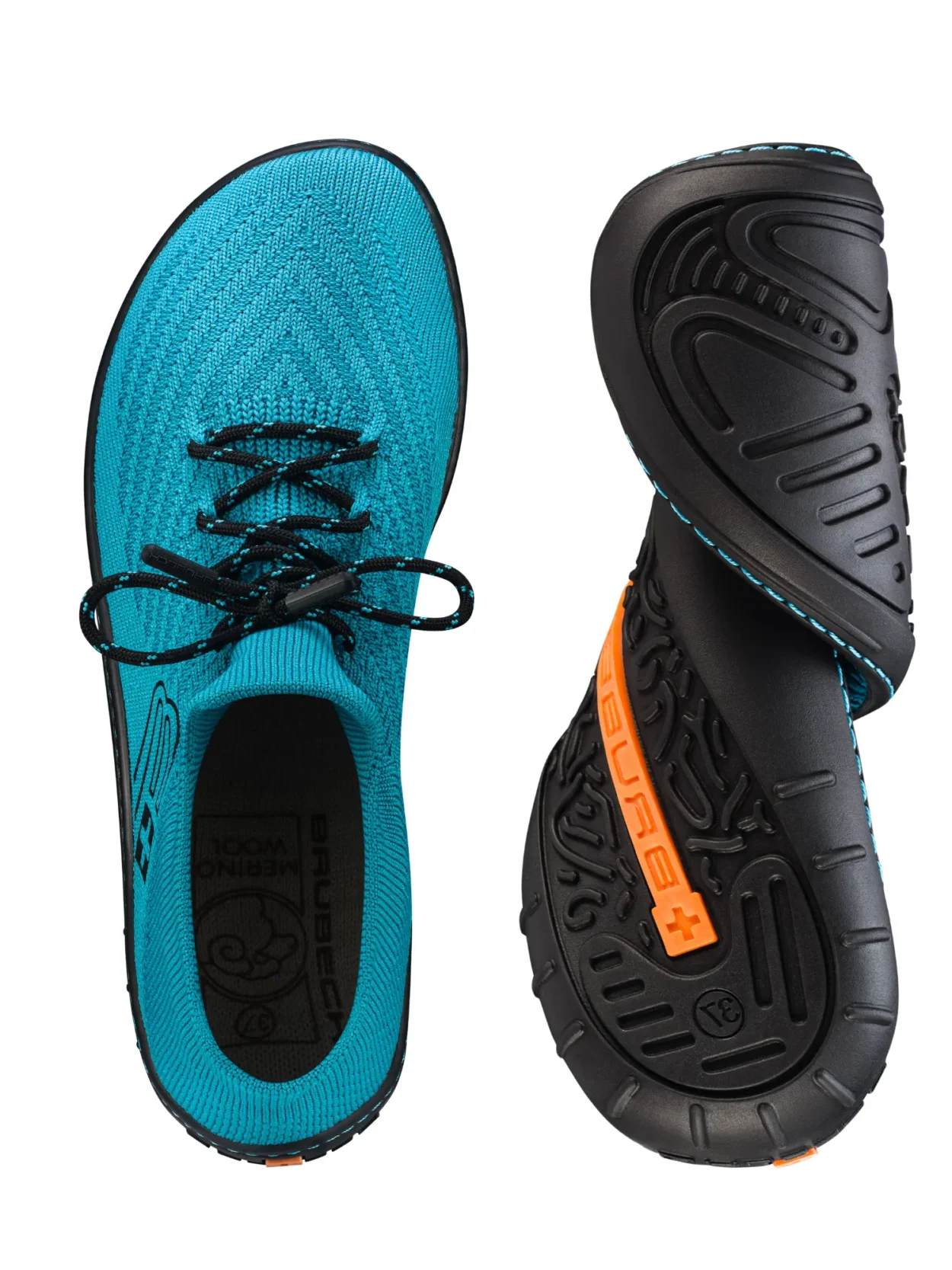 BAREFOOT 25' Női merinó gyapjú mezítlábas cipő - Türkiz / Fekete - Image 10