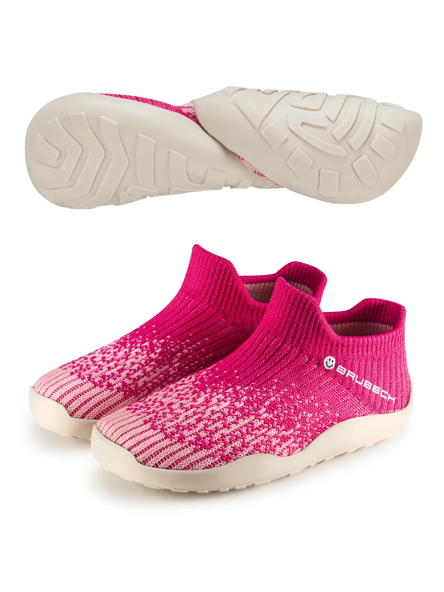 BAREFOOT Gyermek merinó gyapjú mezítlábas cipő - Rózsaszín / Krém