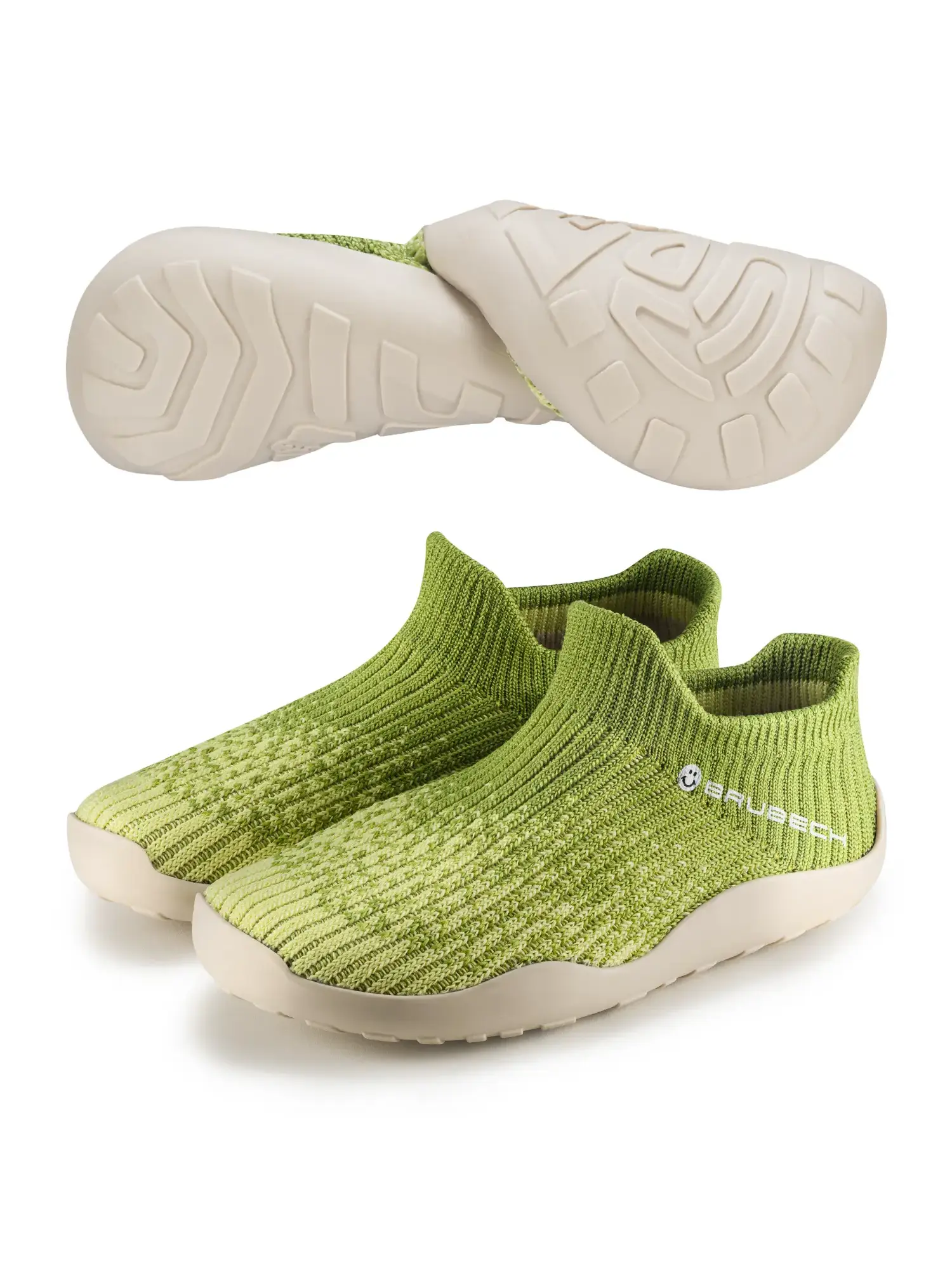 BAREFOOT Gyermek merinó gyapjú mezítlábas cipő - Zöld / Krém