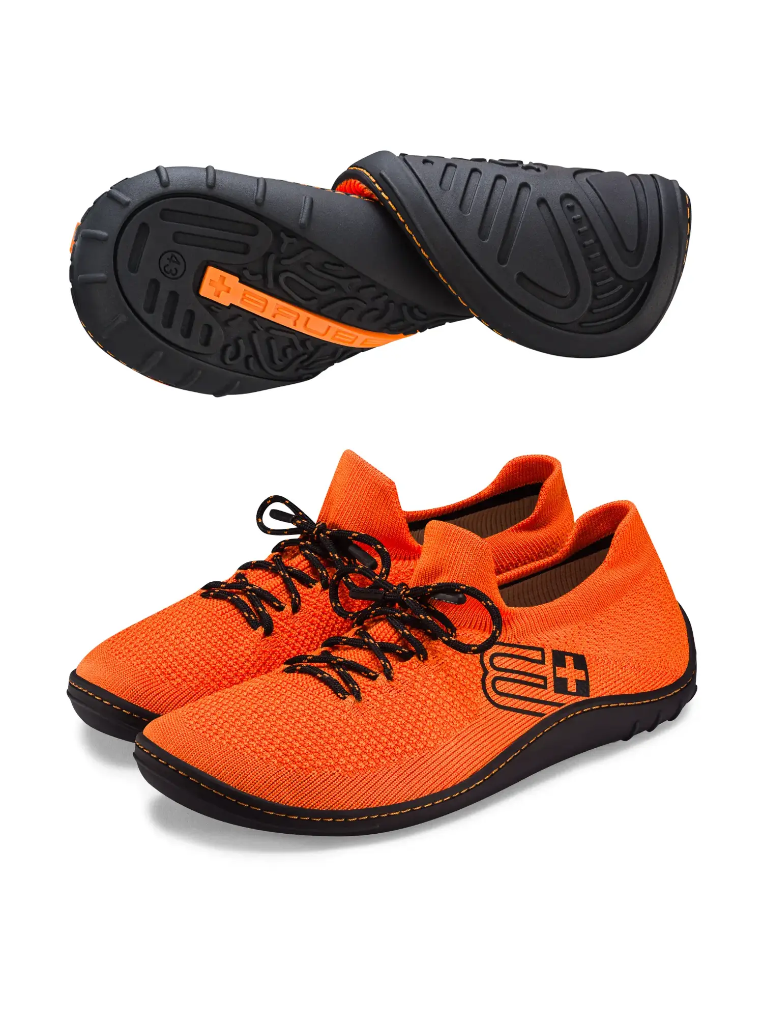 brubeck barefoot 25 ferfi cipo merinó gyapju, narancs fekete szin elolrol