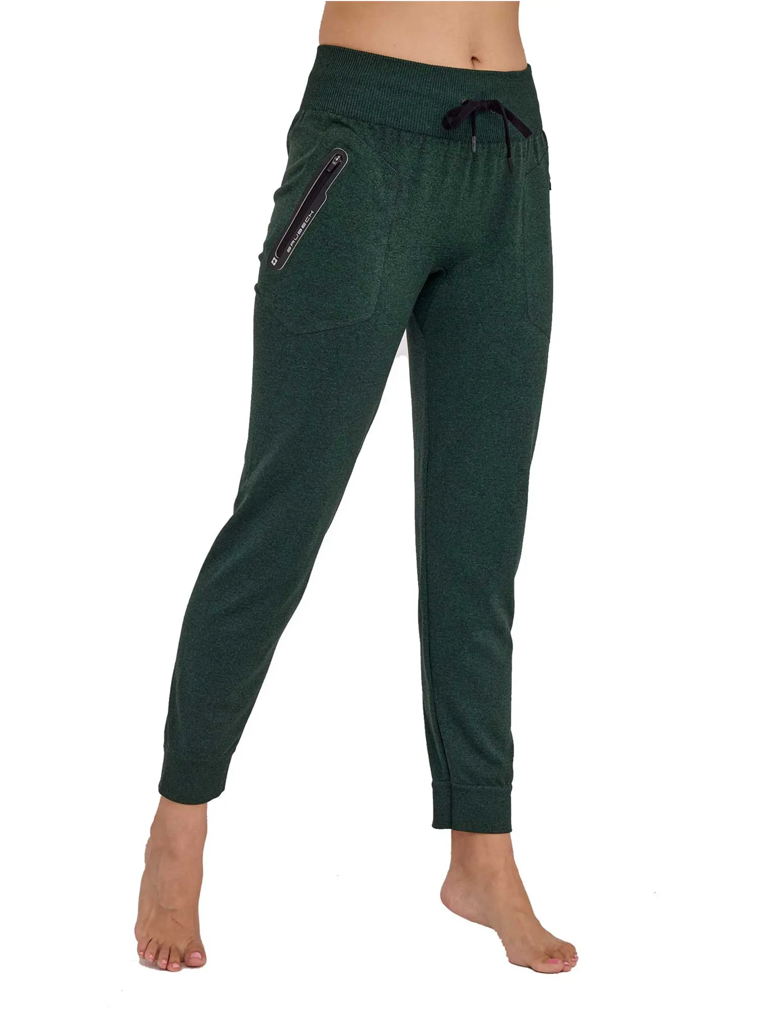 FUSION Női melegítő nadrág cipzáras zsebekkel - Sötétzöld