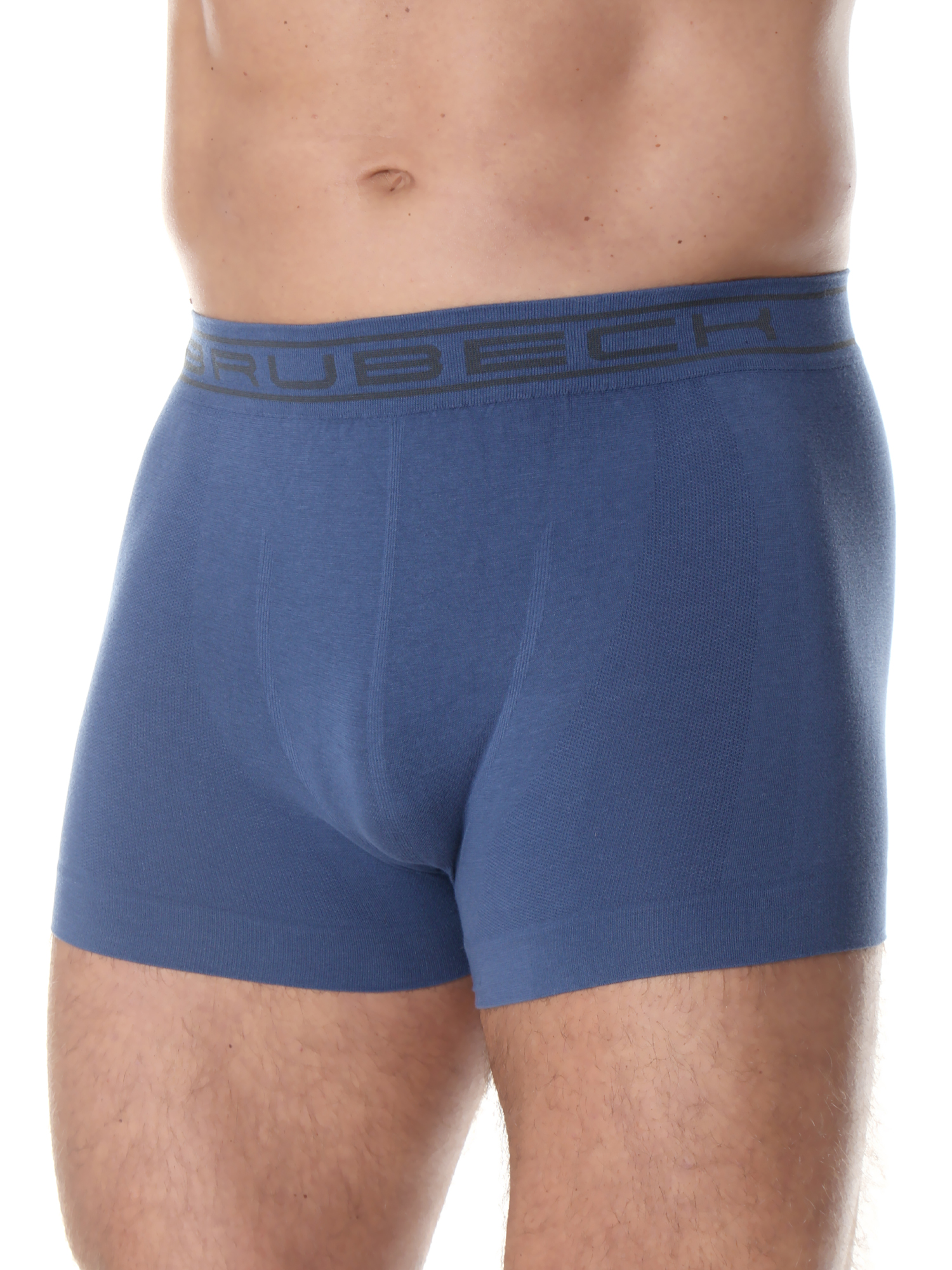 BRUBECK COMFORT COTTON férfi pamut trunk alsónadrág indigókék színben, elölnézet, ergonomikus, rövid szárú fazon.
