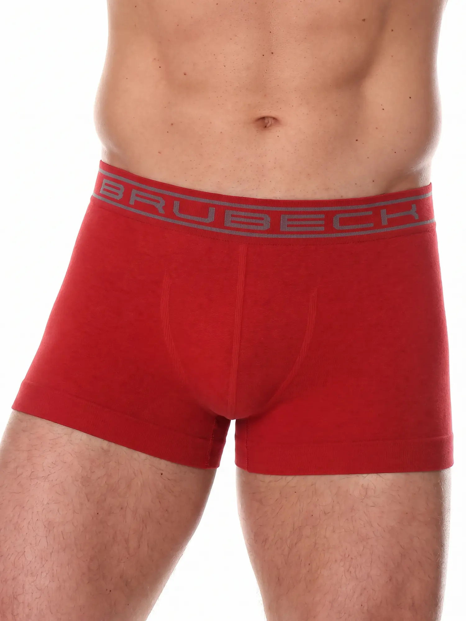 BRUBECK COMFORT COTTON férfi pamut trunk alsónadrág sötétpiros színben, elölnézet, rövid szárú, testhezálló kialakítás.